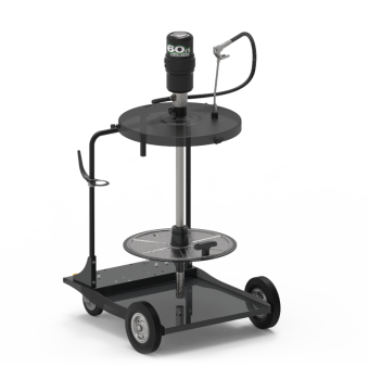 Мобильный пневматический солидолонагнетатель с насосом 60:1 и катушкой для бочек 185 кг на телеге - фото